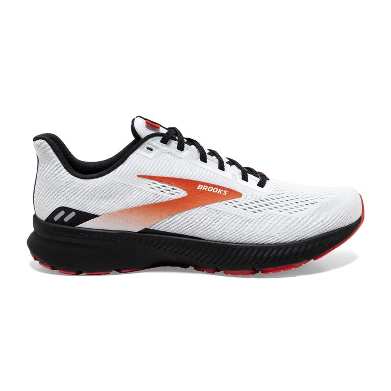 Brooks Launch 8 Light-Cushion Road Running Shoes - Men's - White/Black/Red Clay (95470-NVJX)